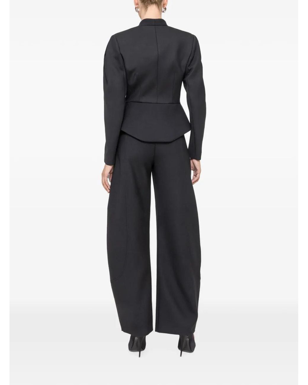 Nissa Black Tailored Wool V-Neck Jacket