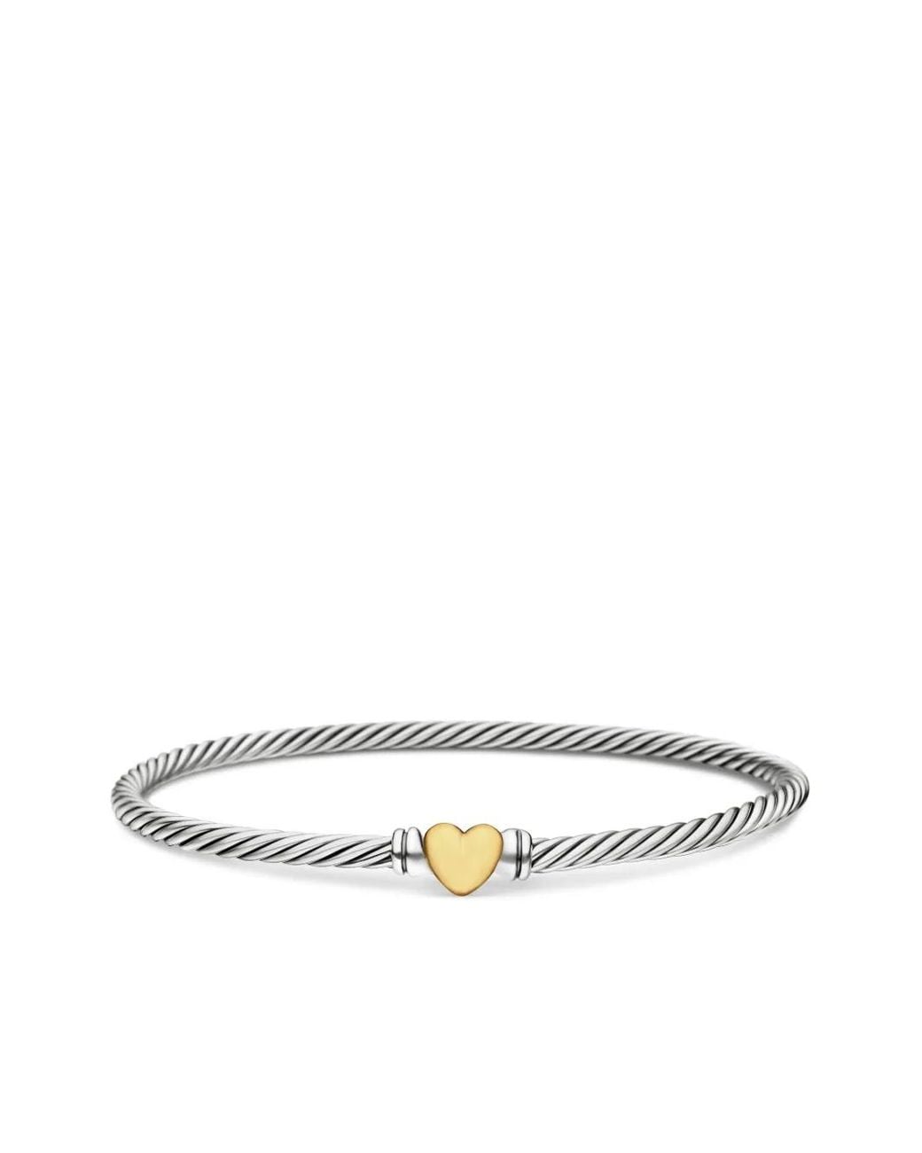 David Yurman White 18K Rose And Sterling Cable Collectibles Heart Bracelet (3Mm)