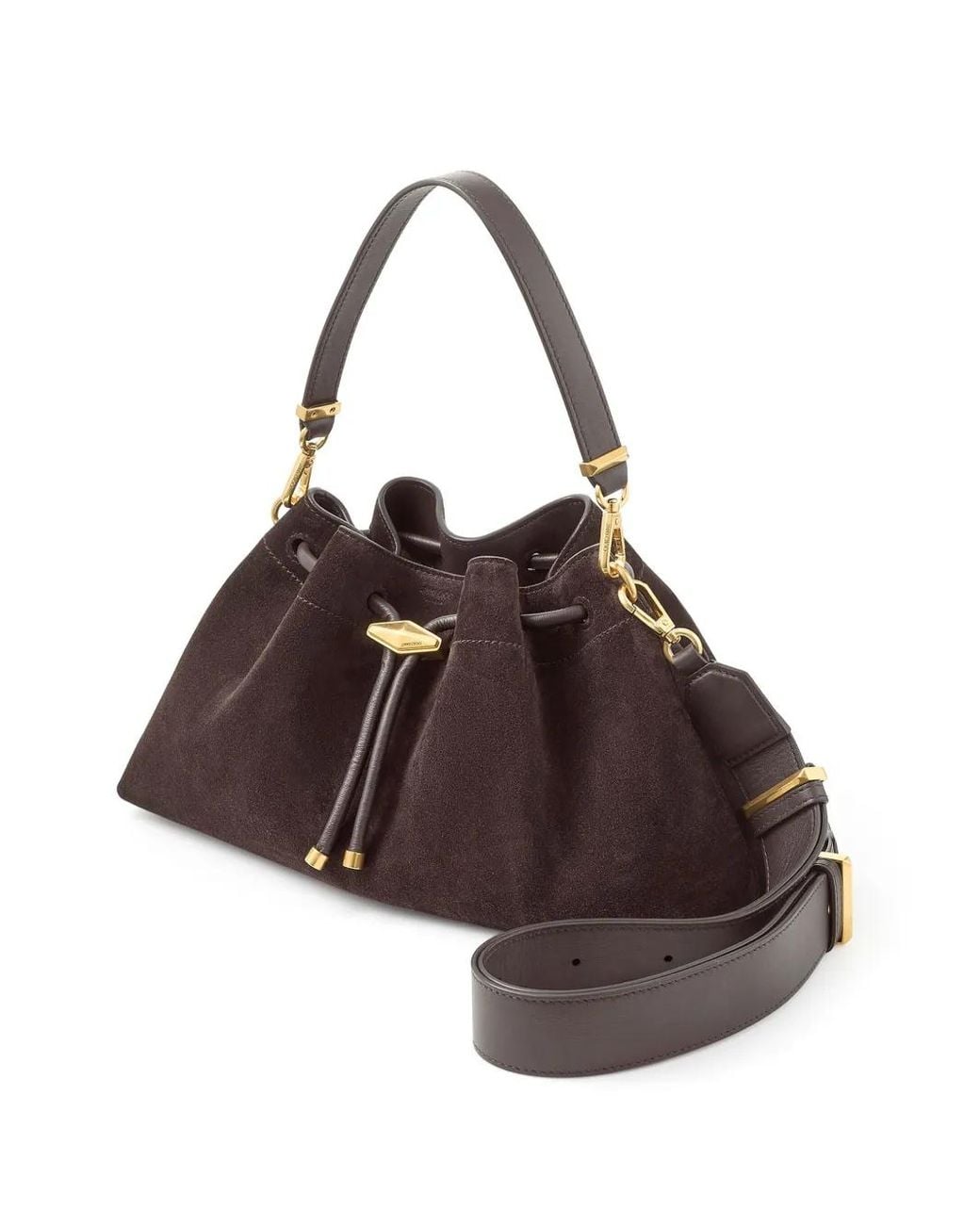 Jimmy Choo Brown Medium Cinch Suede Shoulder Bag