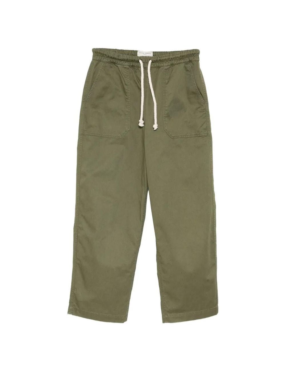 Officine Generale Green Drawstring-Waistband Patch-Pocket Trousers for men