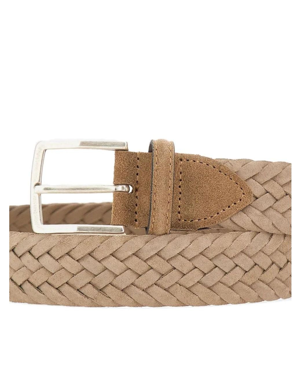 Athison White Woven Belt for men