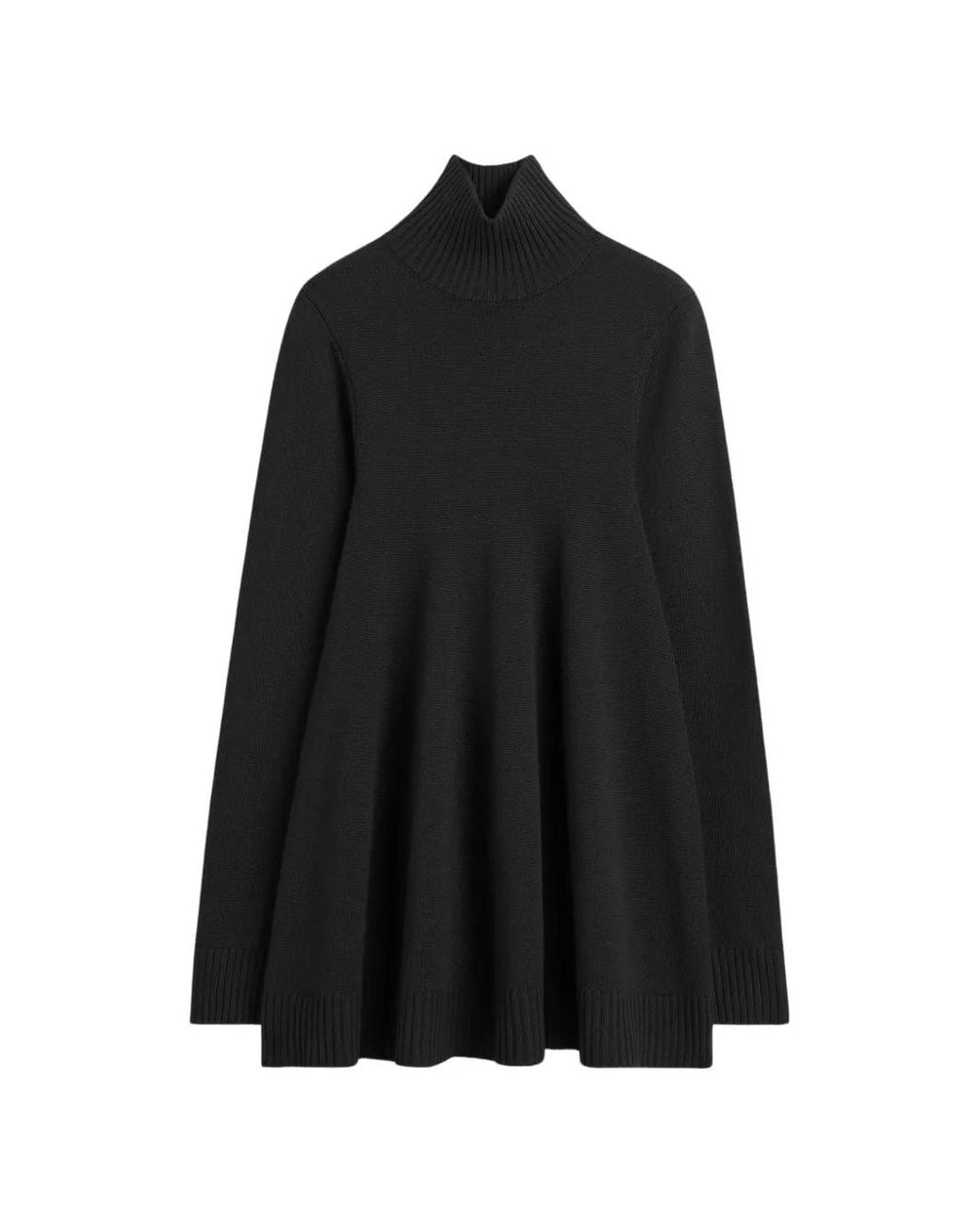 Totême Black Wool Turtleneck Top