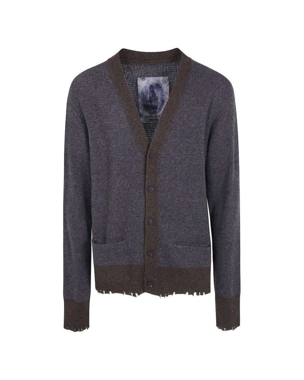 Ziggy Chen Blue Distressed-Effect V-Neck Cardigan for men