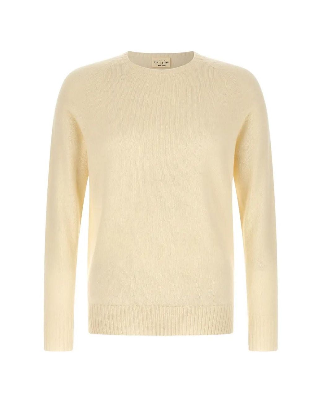 Ma'ry'ya White Raglan-Sleeve Slit-Hem Sweater for men