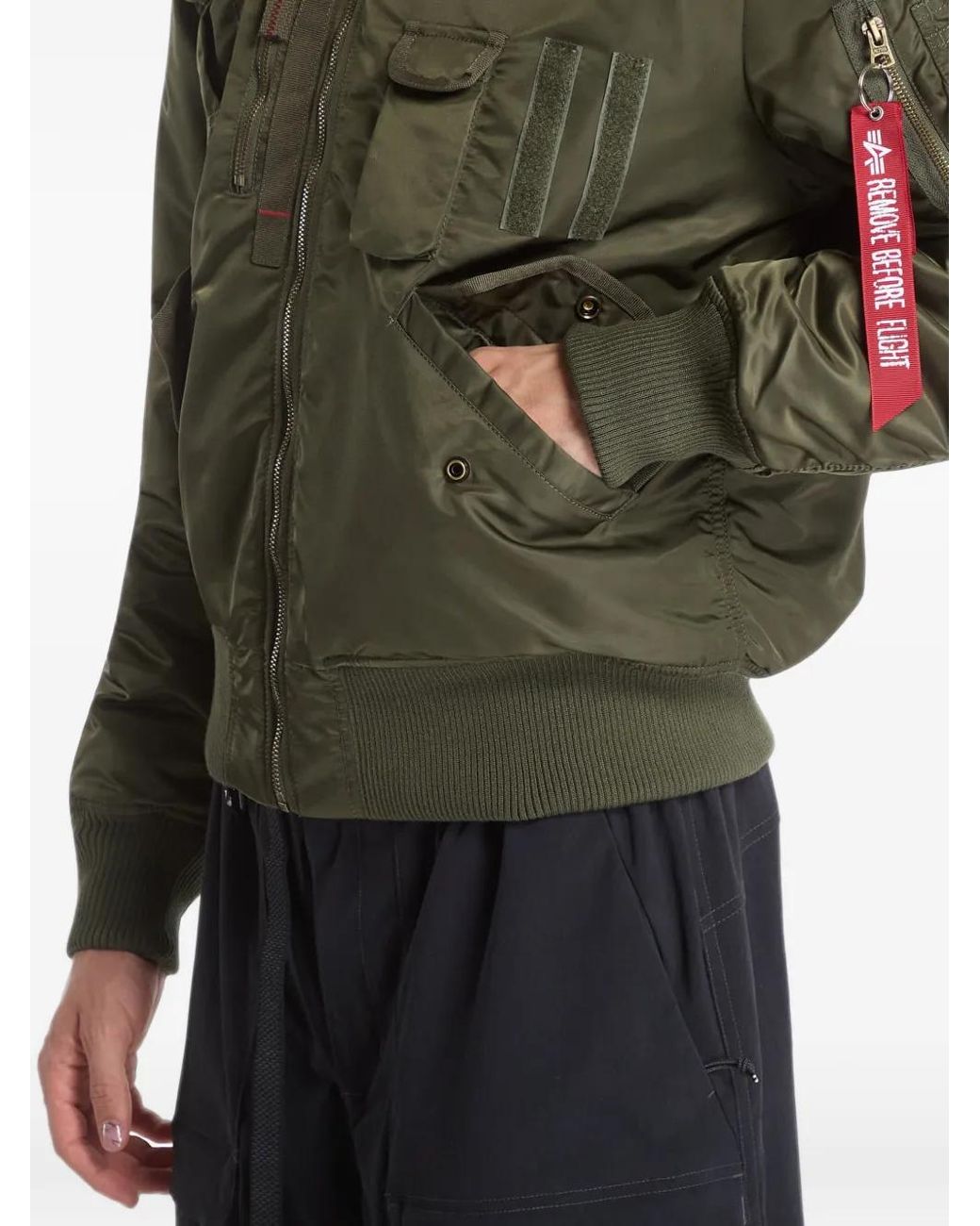 Alpha Industries Green Veste Bomber Deflector Bordée De Fourrure Artificielle for men