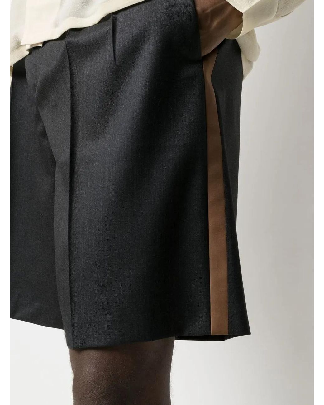 Valentino Garavani Black Stripe-Detail Knee-Length Shorts for men