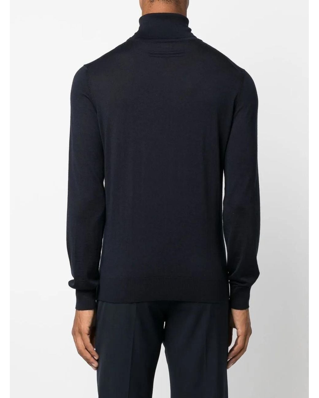 Zegna Blue Roll-Neck Cashmere-Silk Jumper for men