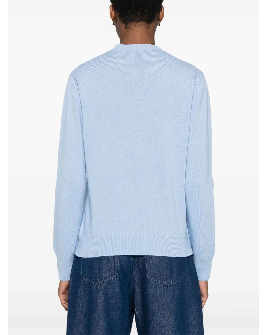 Mc2 Saint Barth Blue Knitted Slogan Jacquard Sweater