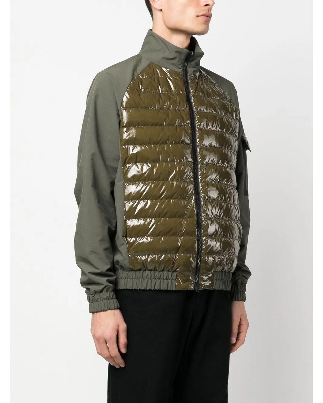 Herno Green Feather Down Zip-Up Jacket for men