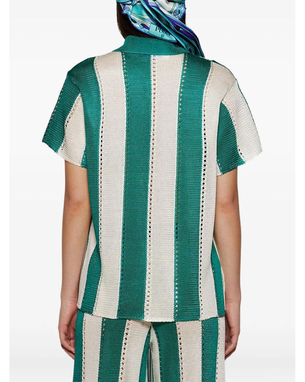 Calle Del Mar Green Striped Short-Sleeve Shirt