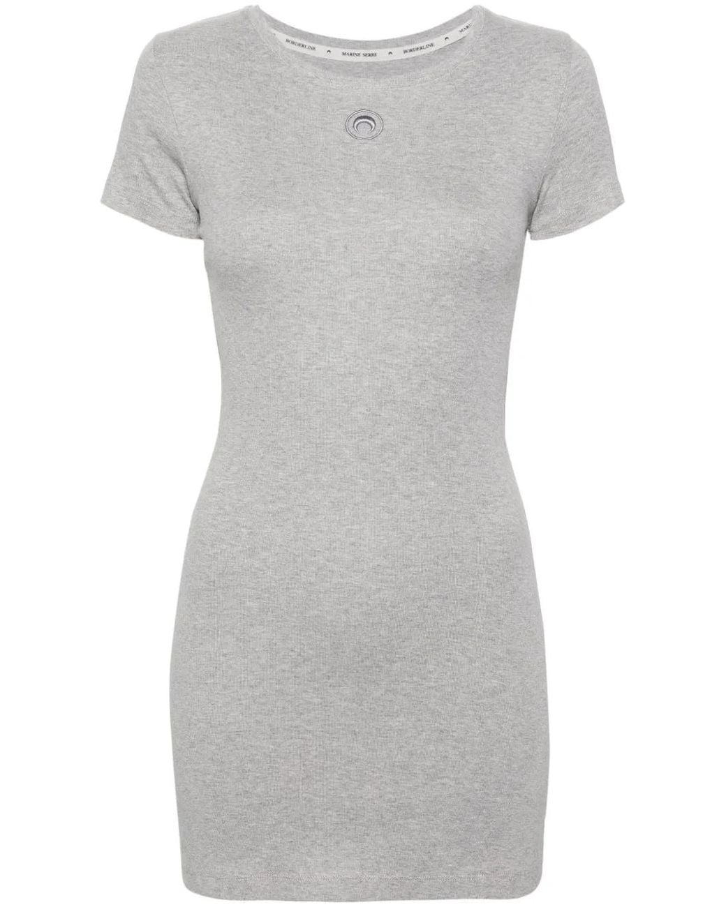 MARINE SERRE Gray Organic-Cotton Rib T-Shirt Dress