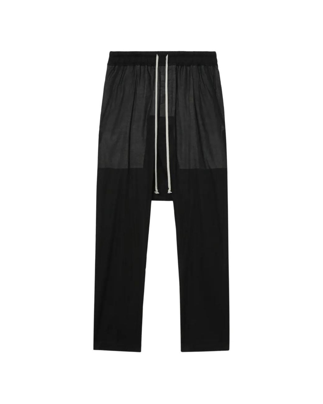 Rick Owens Black Drawstring Drop-Crotch Trousers for men