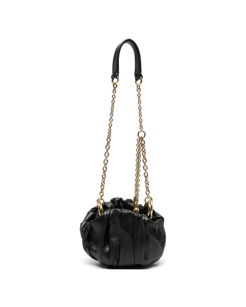 Chloé Black Plissé Shoulder Bag With Chain