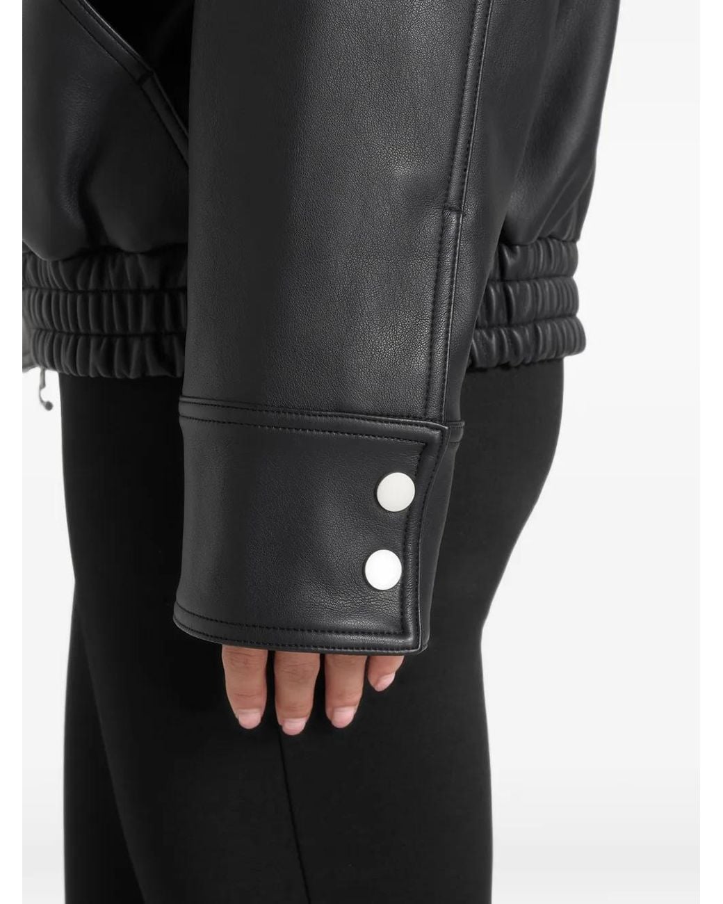 Manière De Voir Black Leather Bomber Jacket for men