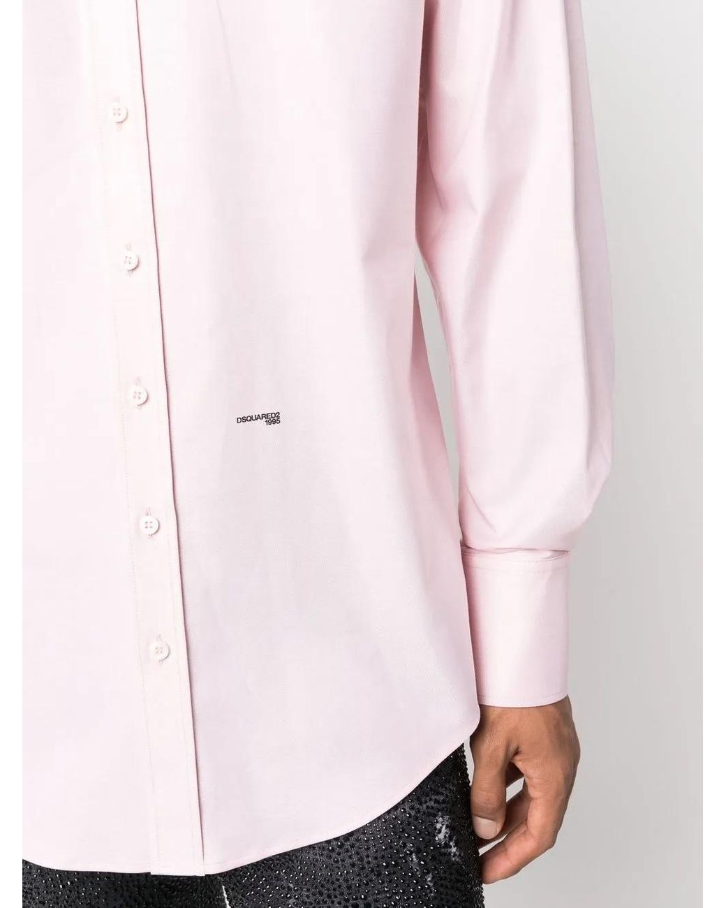 DSquared² Pink Logo-Print Button-Up Shirt for men