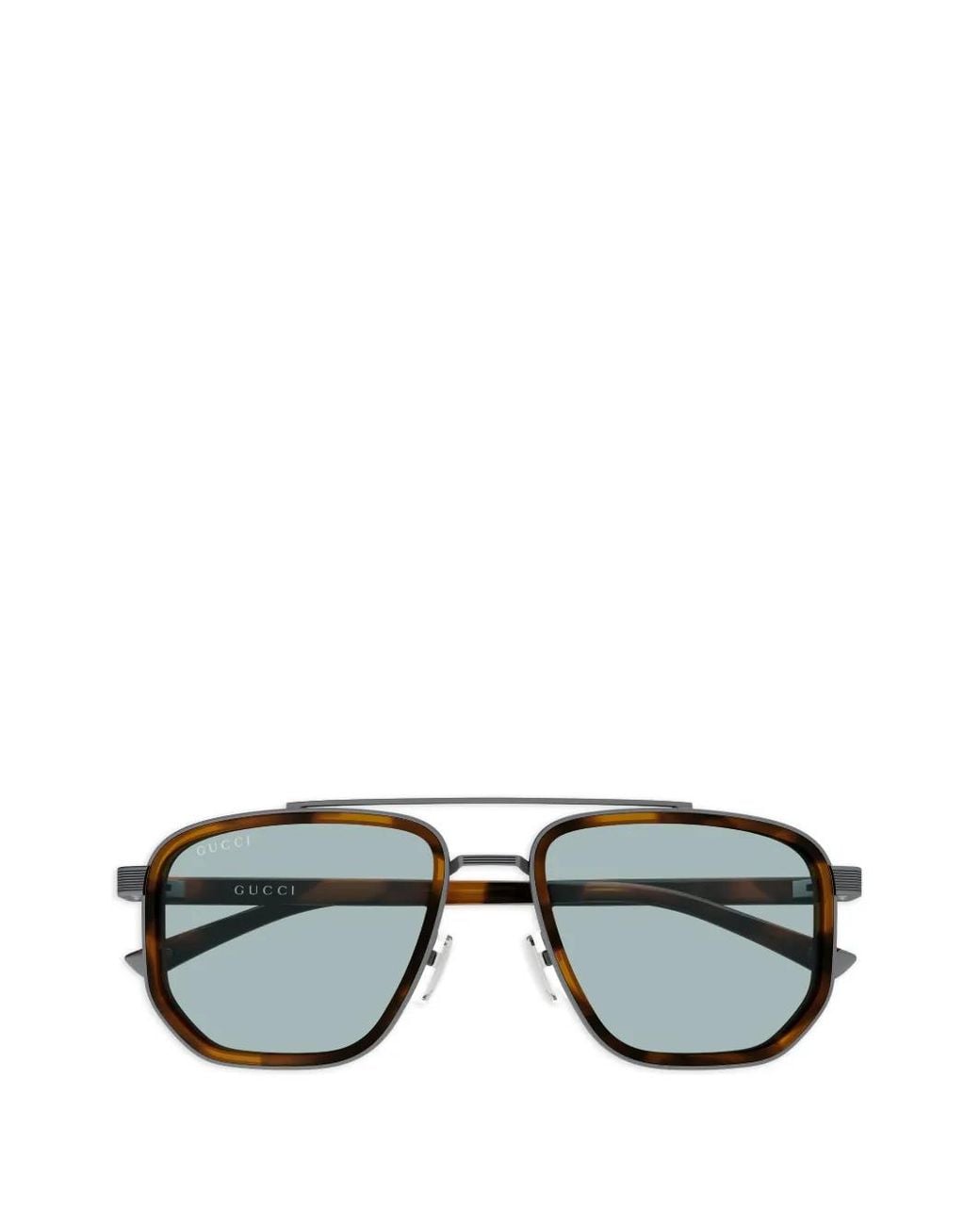 Gucci Black Tortoiseshell-Effect Double-Bridge Sunglasses for men