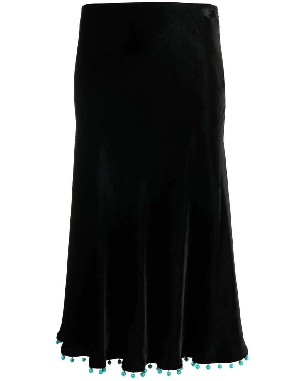 Roberto Cavalli Black Beaded-Trim High-Waisted Skirt
