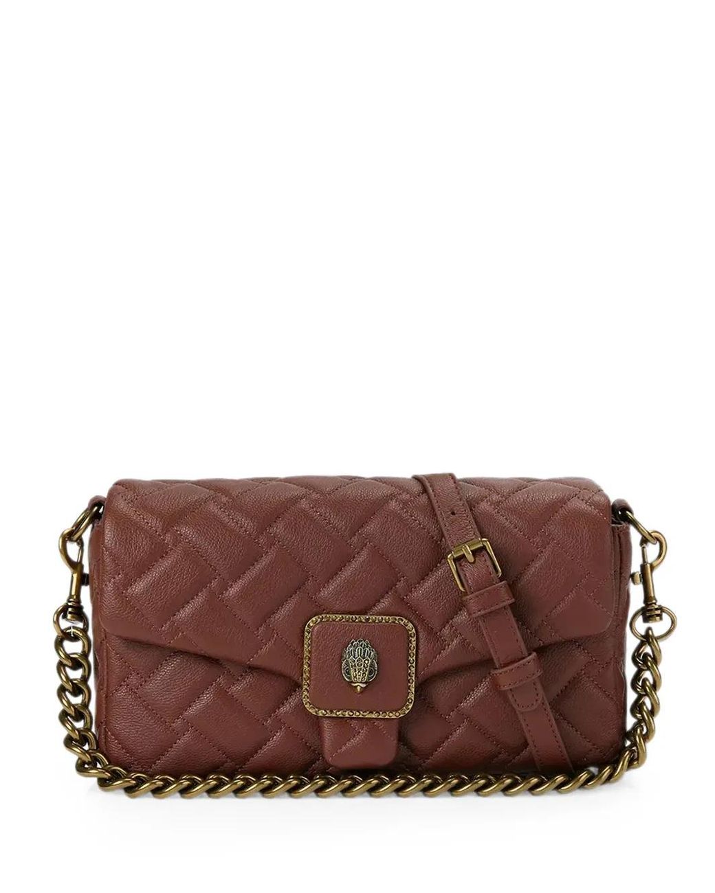 Kurt Geiger Brown Pimplico Quilted Eagle-Plaque Shoulder Bag