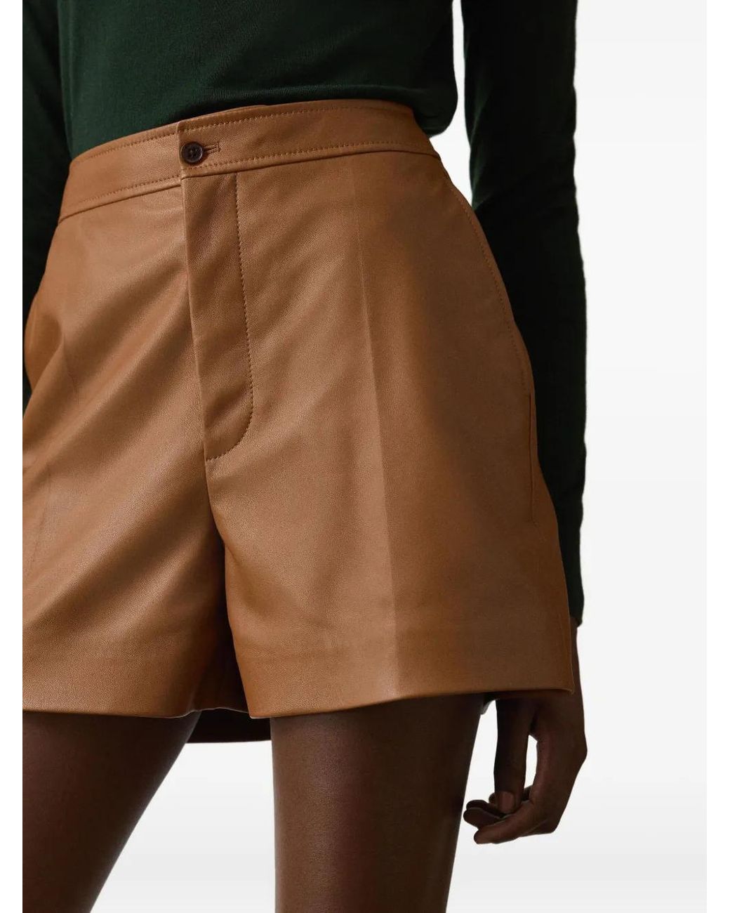Ralph Lauren Brown Tailored Leather Shorts