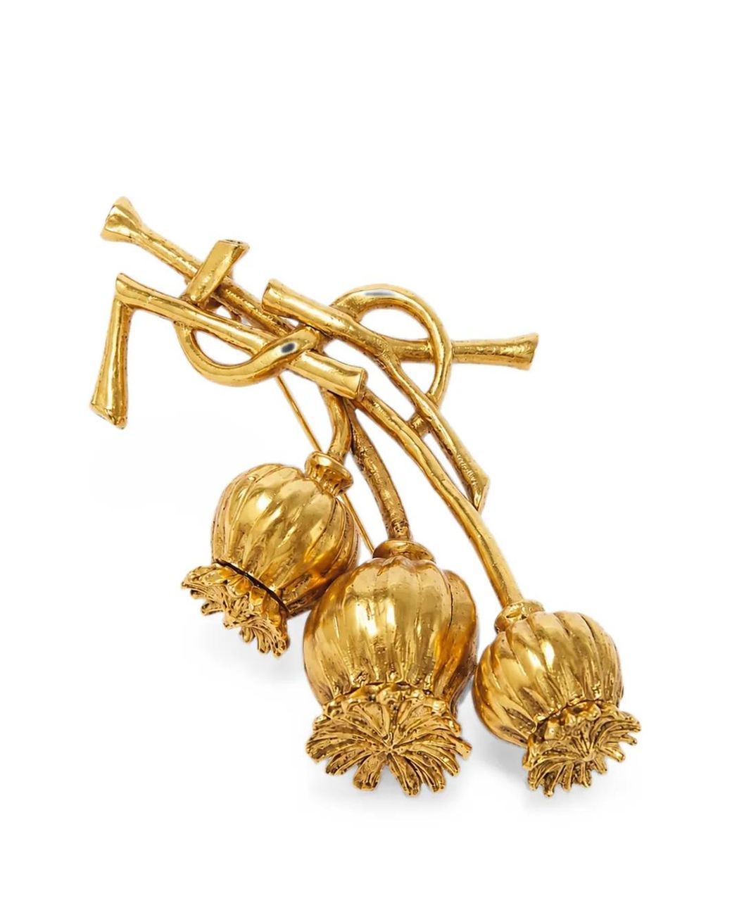 Saint Laurent Metallic Cassandre Poppy Brooch