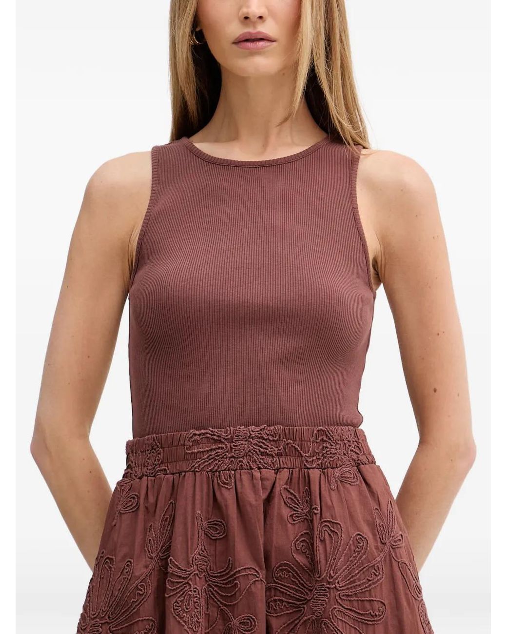 Benetton Embroidered Sleeveless Midi Dress