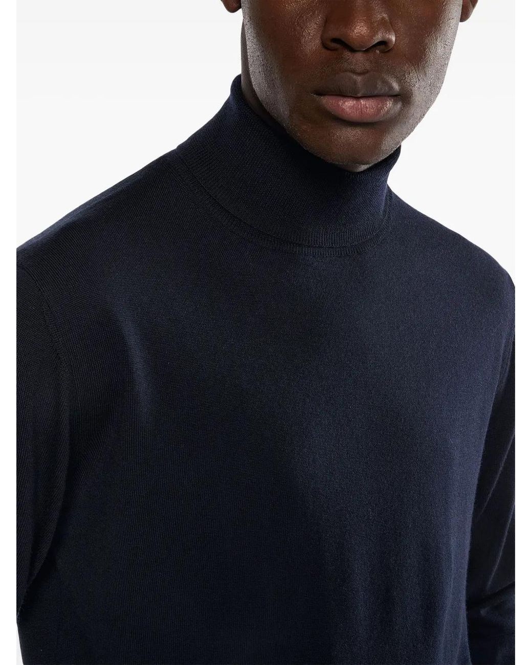 Boggi Blue Merino-Wool Roll-Neck Sweater for men