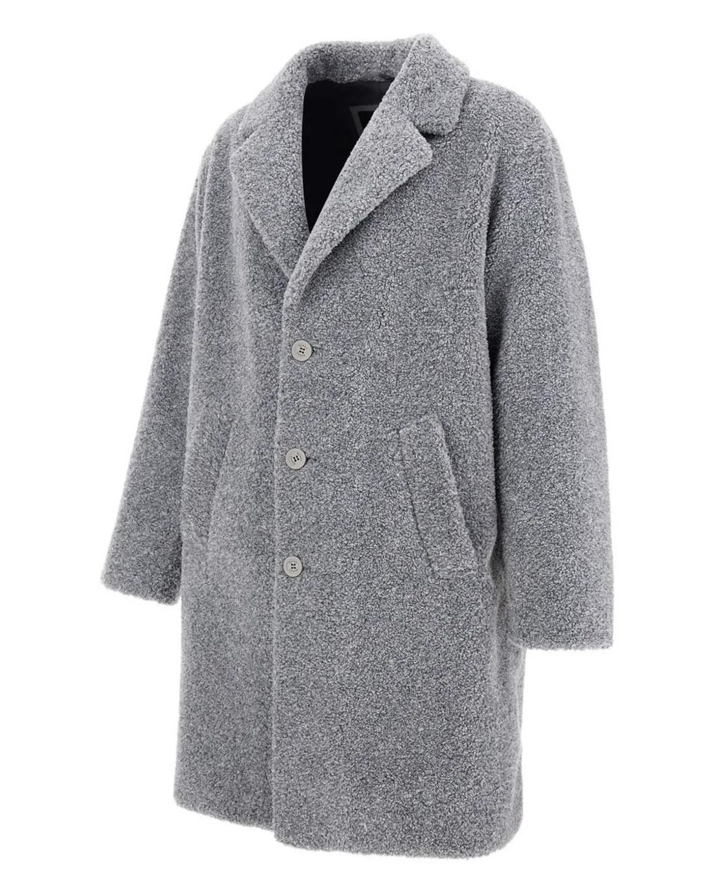 Herno Gray Mohair Wool Singlebreast Coat for men