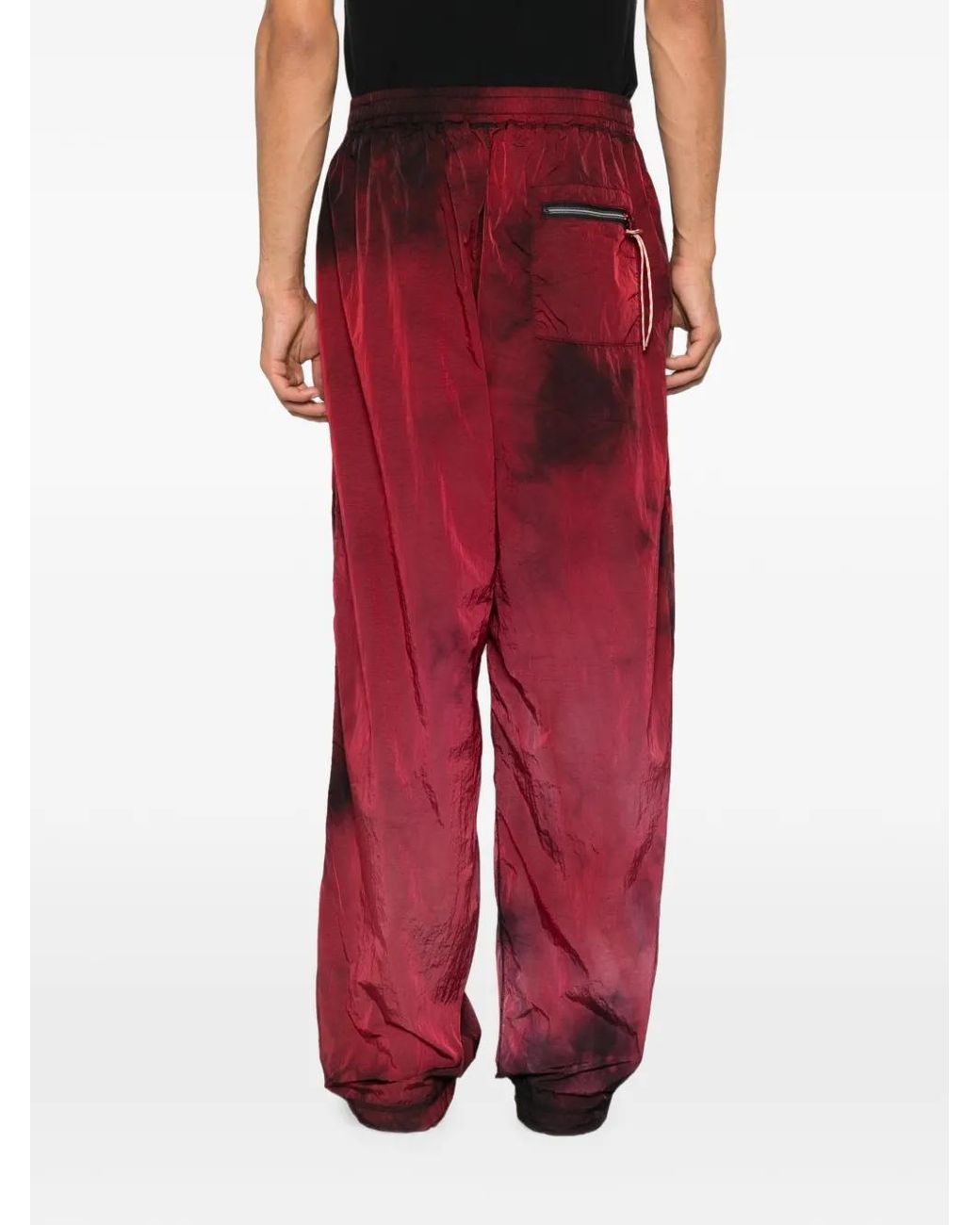 Aries Red Tie-Dye Windcheater Trousers for men