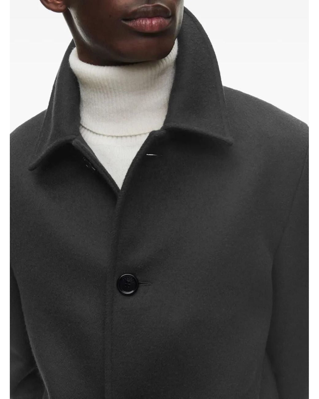 Fursac Black Button-Fastening Coat for men