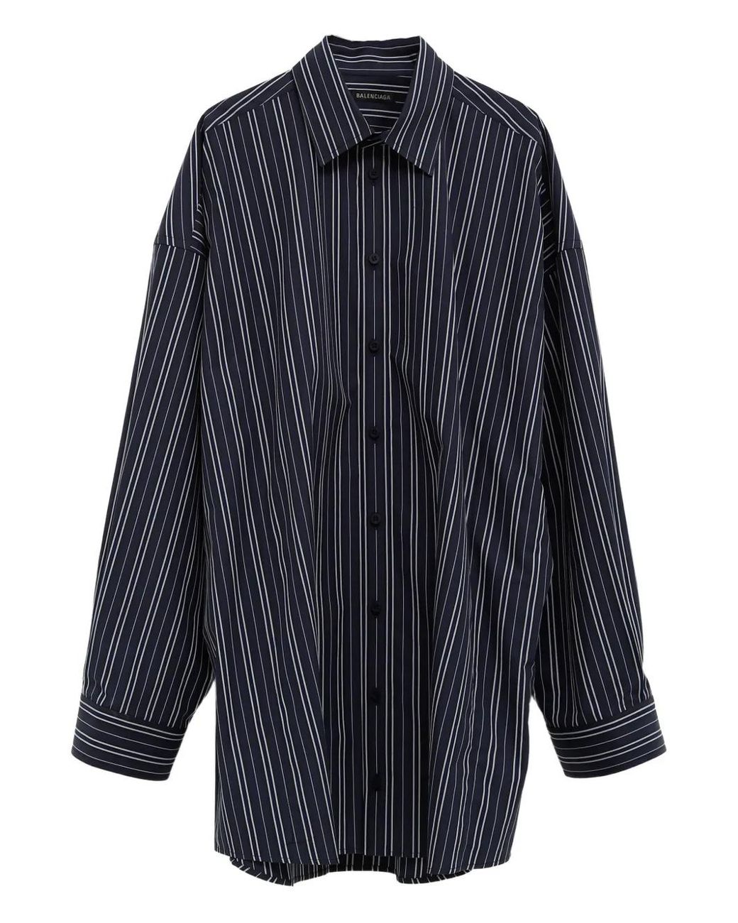 Balenciaga Blue Pinstripe Button-Fastening Shirt