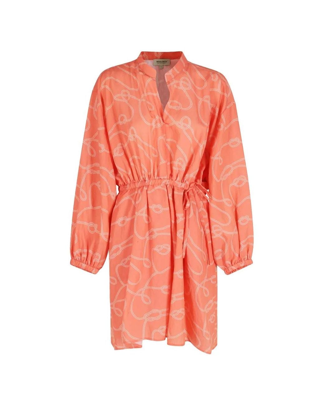 Woolrich Orange Rope-Print Belted Mini Dress