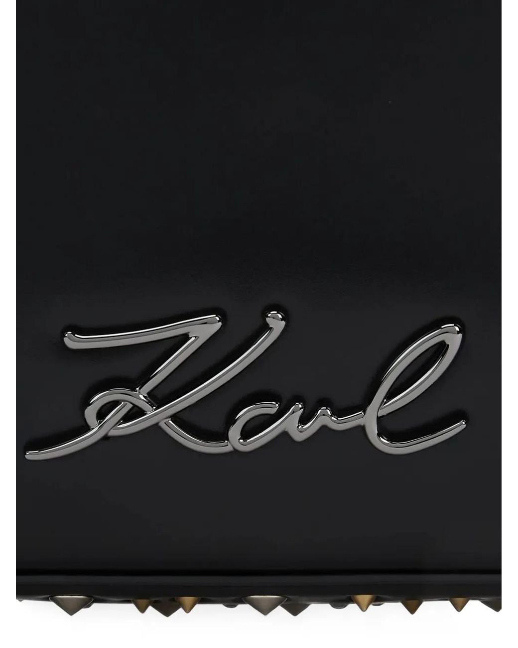 Karl Lagerfeld Black K/Signature Studs Elongated Shoulder Bag