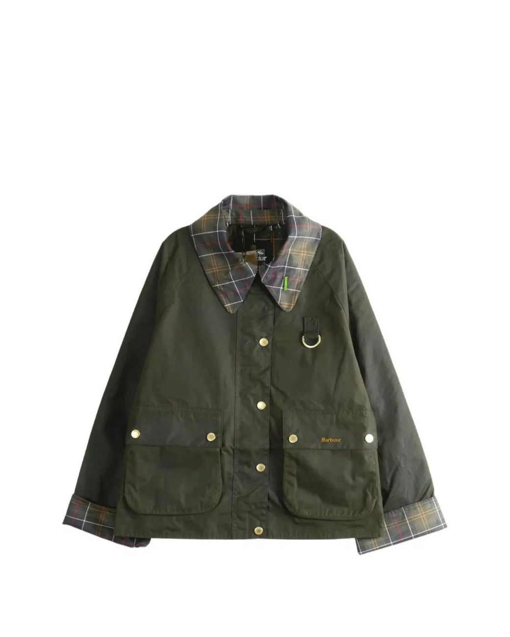 Barbour Green Veste Cirée À Col Tartan Icons
