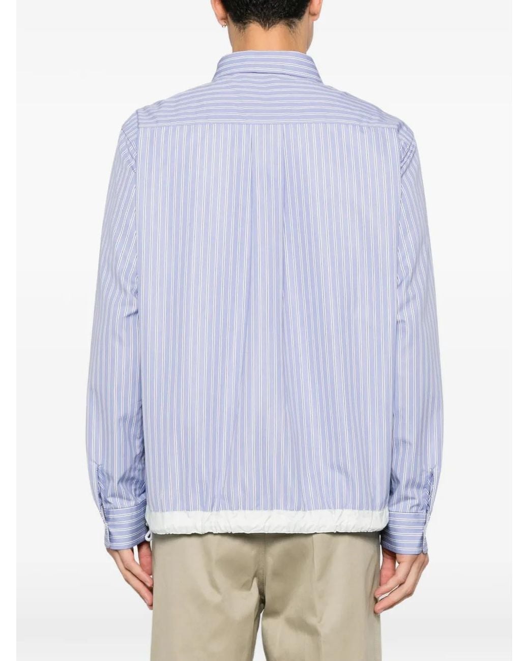 Sacai Purple Chemise Rayée À Lien De Resserrage for men