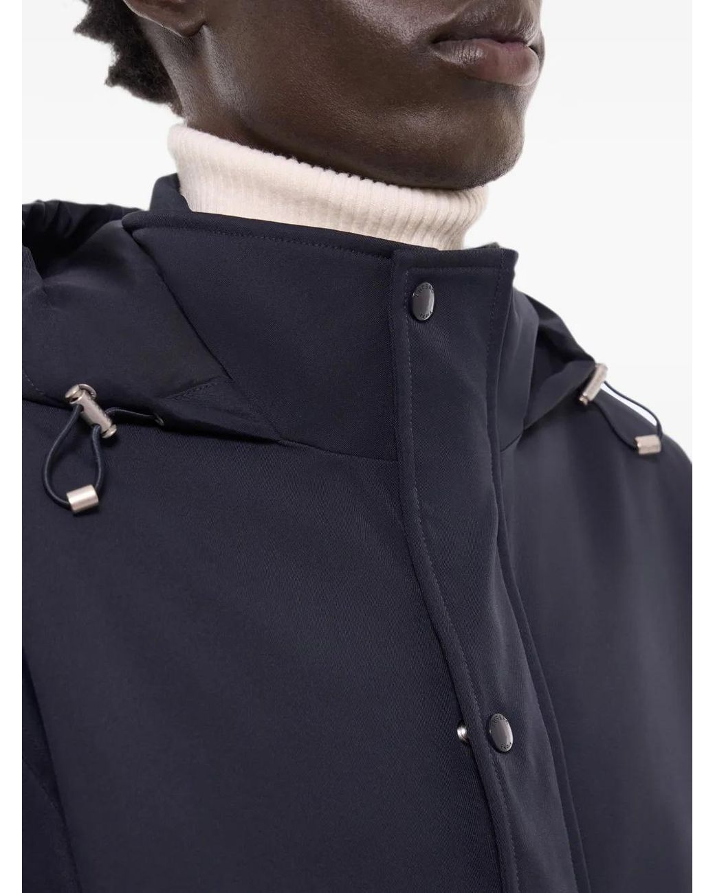 Fursac Blue Hooded Zip-Up Jacket for men