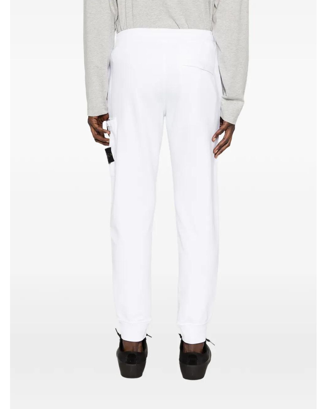 Stone Island White Patch Pocket Track Pants for men