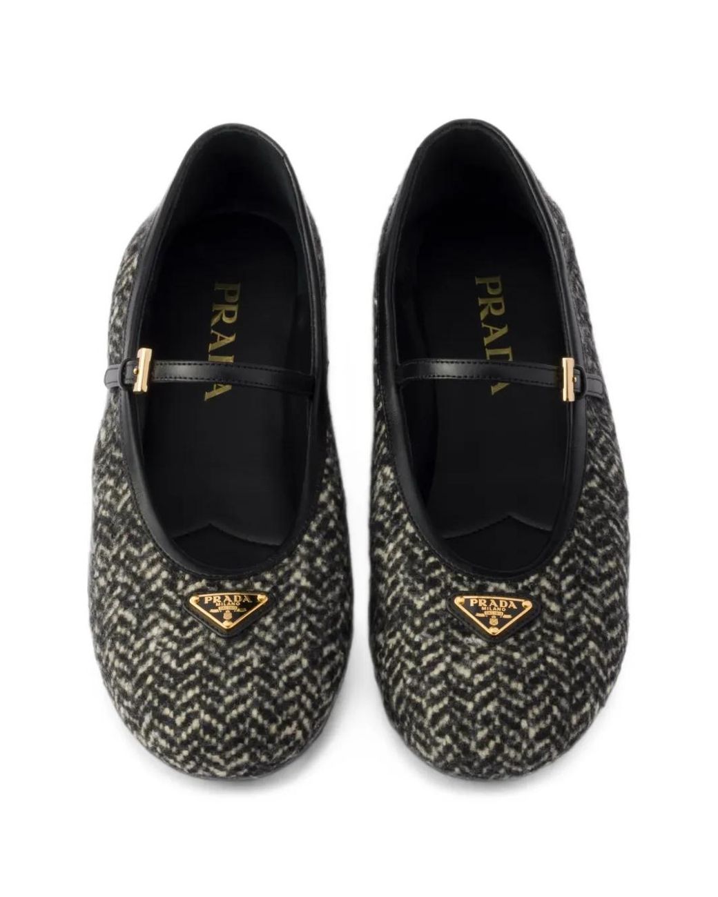 Prada White Triangle-Appliqué Ballerinas