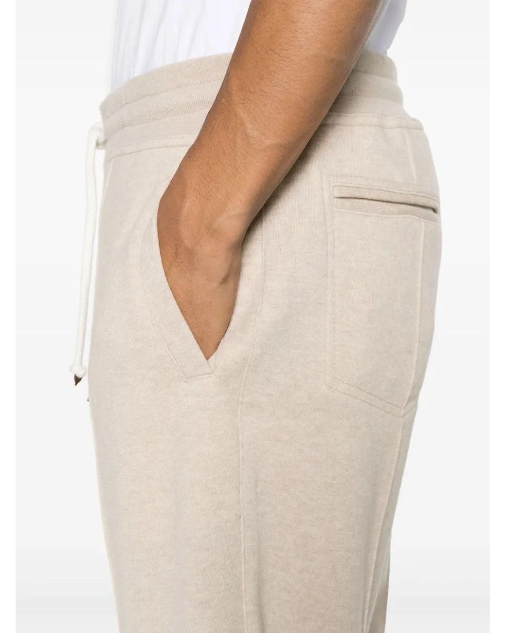 Brunello Cucinelli Natural Drawstring-Waist Cashmere Trousers for men