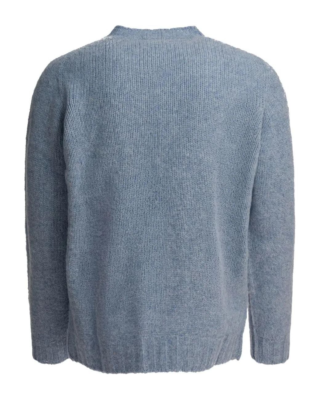 Beams Plus Blue Crew-Neck Sweater for men