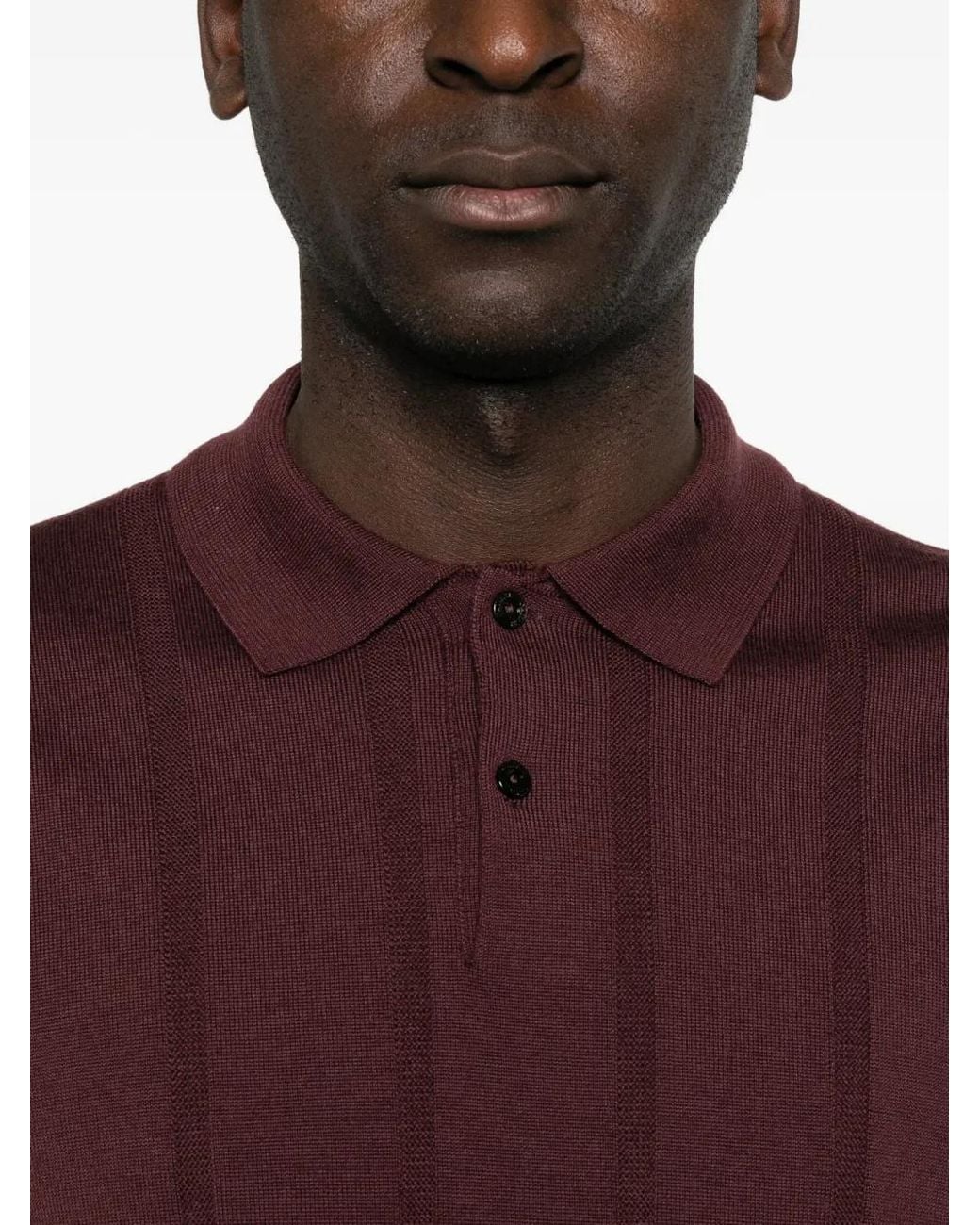 Canali Purple Ribbed-Knit Short-Sleeves Polo Shirt for men