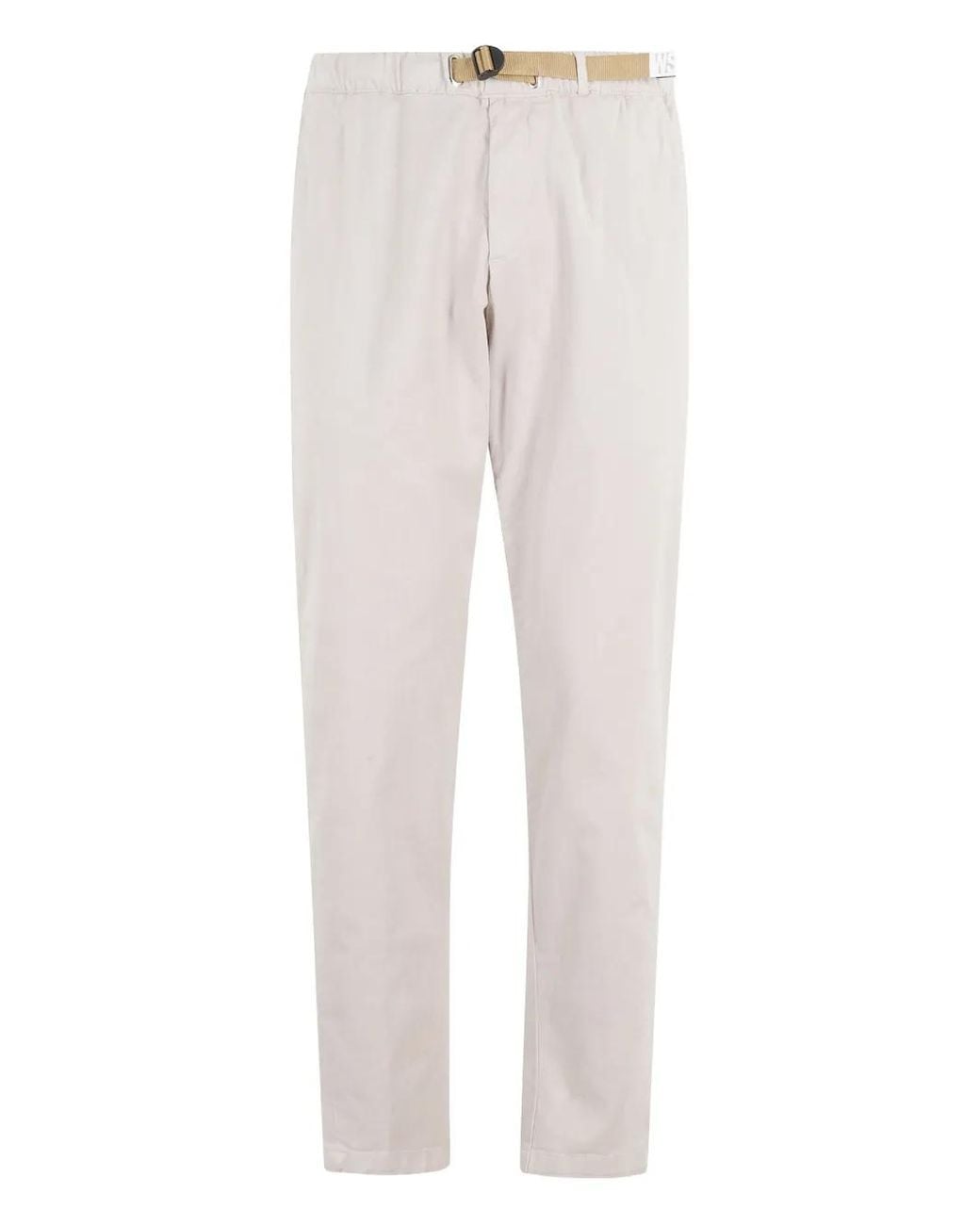 White Sand Gray Buckle-Fastening Cotton Trousers for men