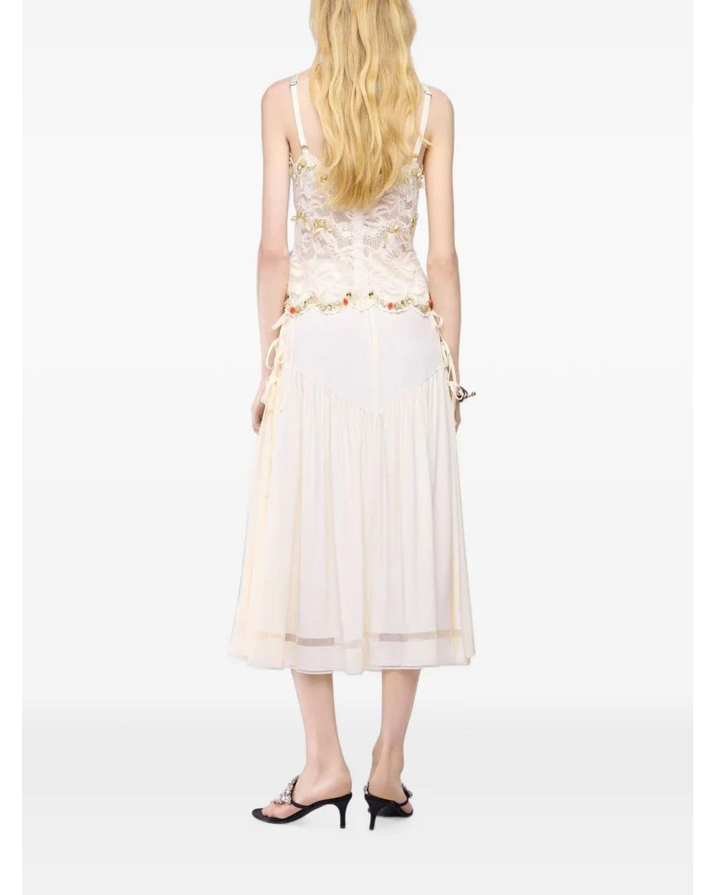 Rabanne Natural Lace-Embroidered Top