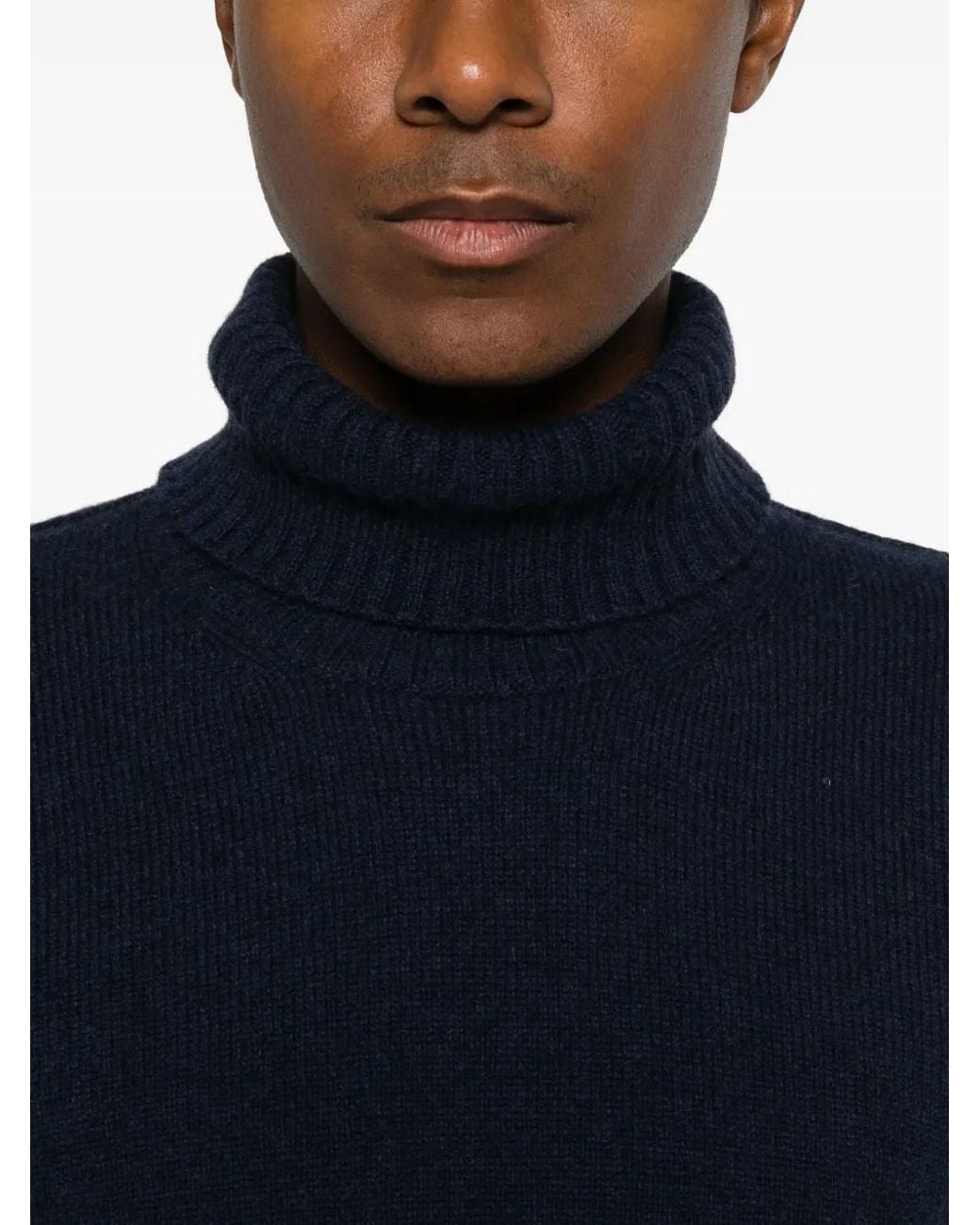 Amaranto Blue Roll-Neck Knitted Sweater for men