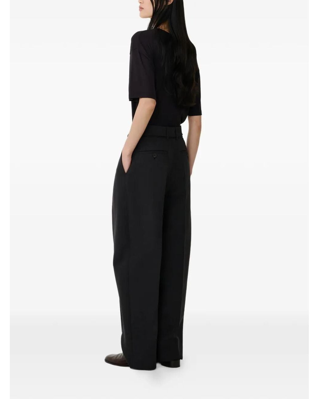 Studio Nicholson Black Hibi Belted Pleated Trousers