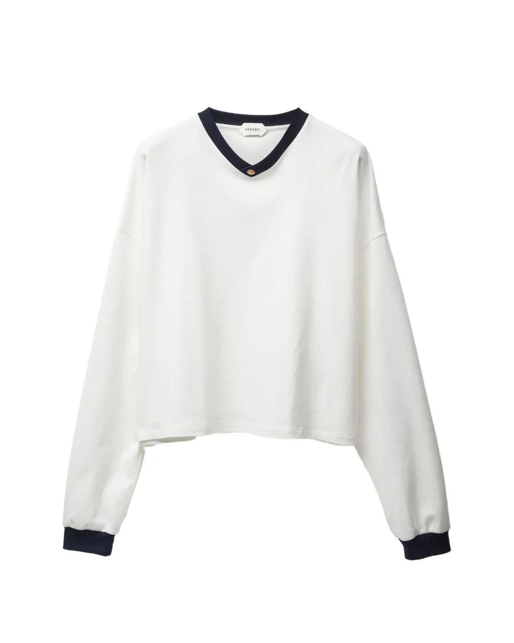 Versace White Stretch Cotton-Jersey Long-Sleeved T-Shirt