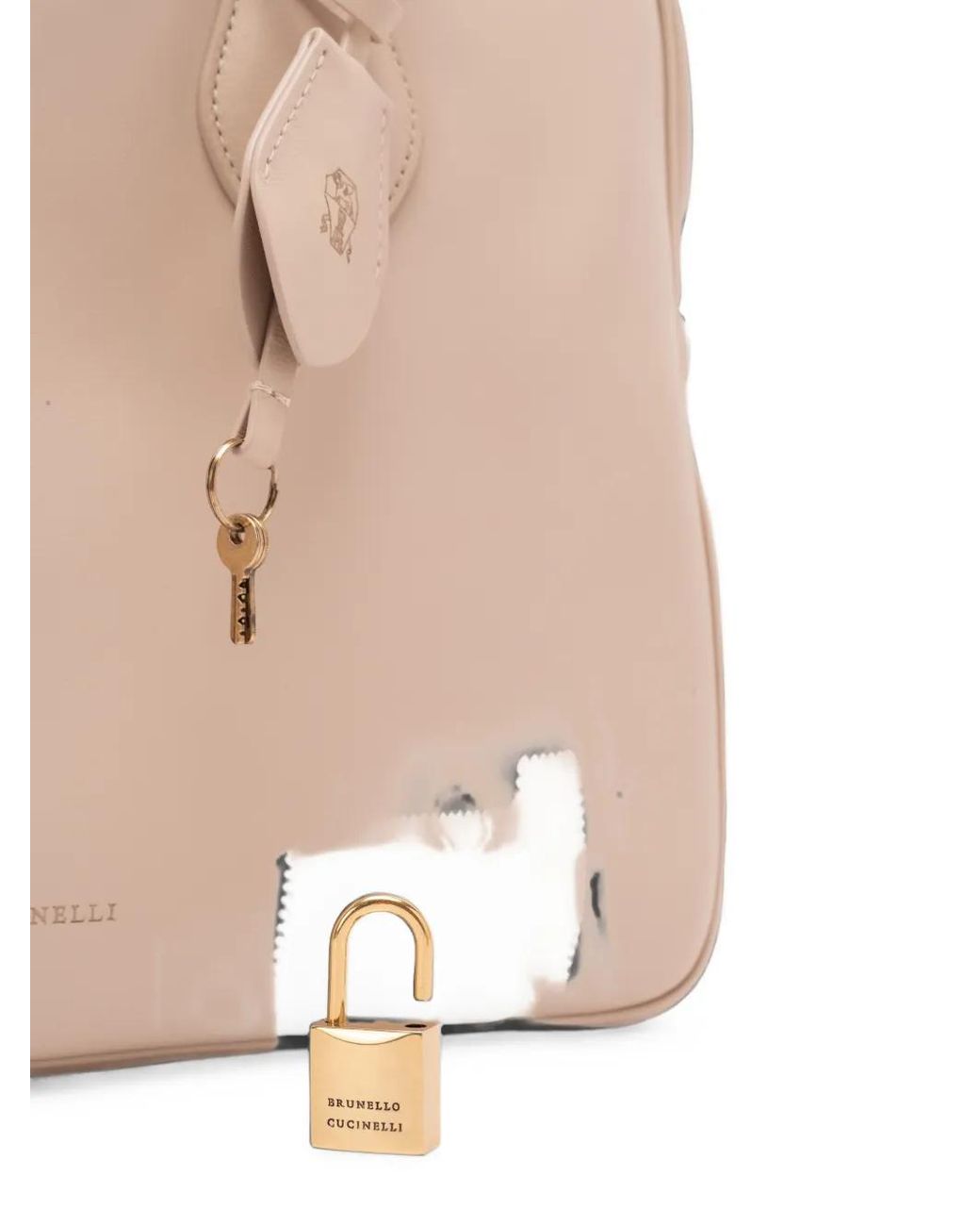Brunello Cucinelli Natural Logo-Print Leather Tote Bag