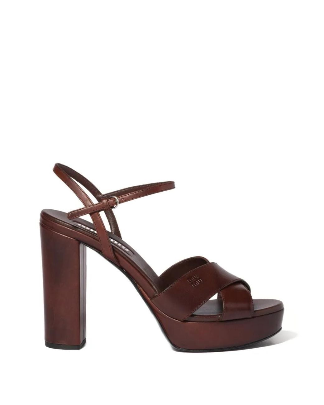 Miu Miu Brown Leather Platform Sandals