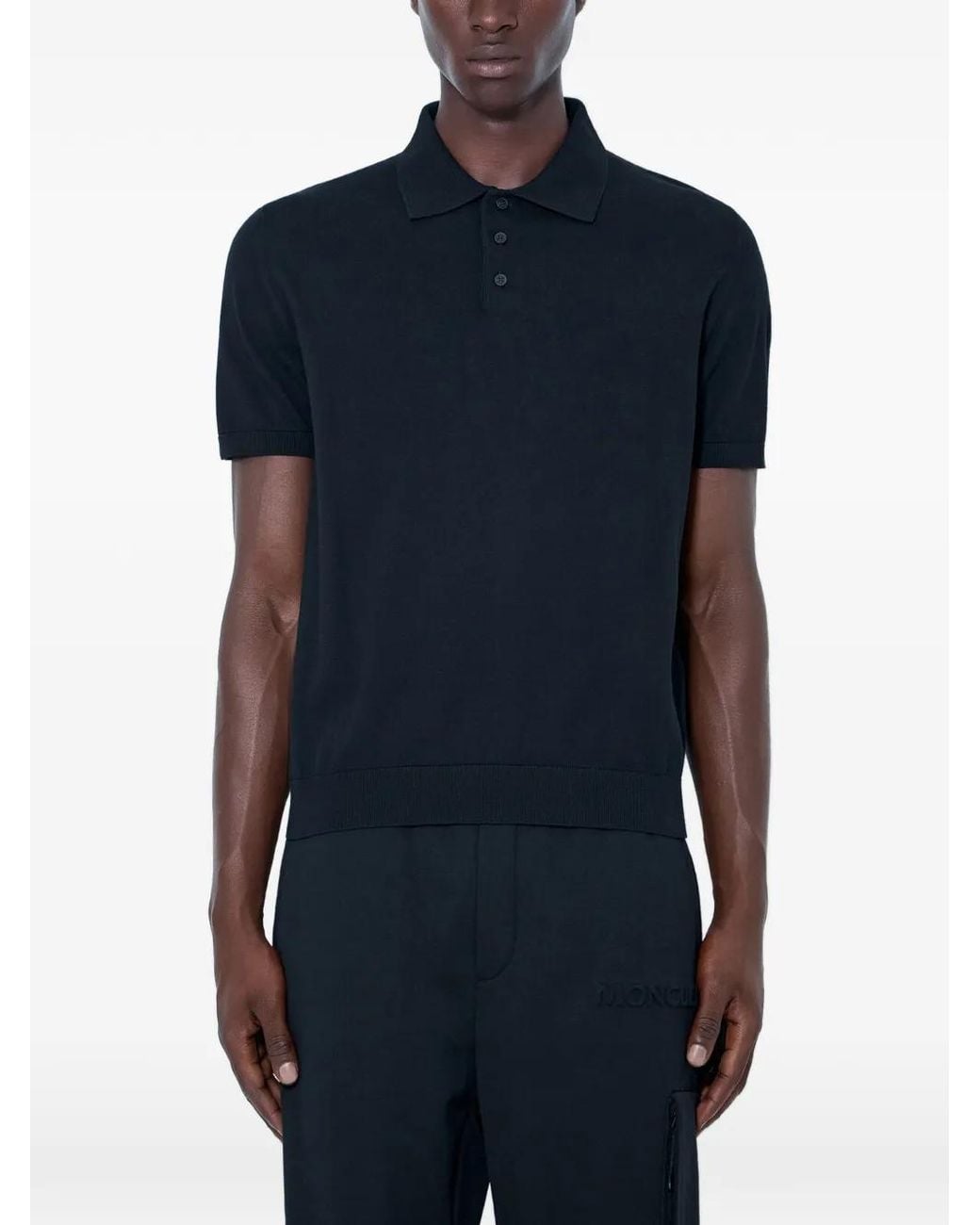 Moncler Blue Polo En Coton À Logo for men