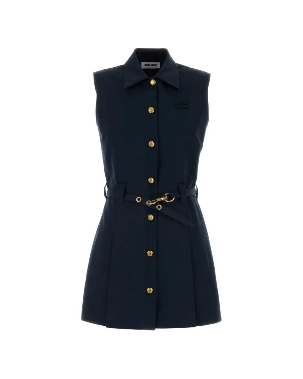Miu Miu Navy Blue Poplin Mini Dress