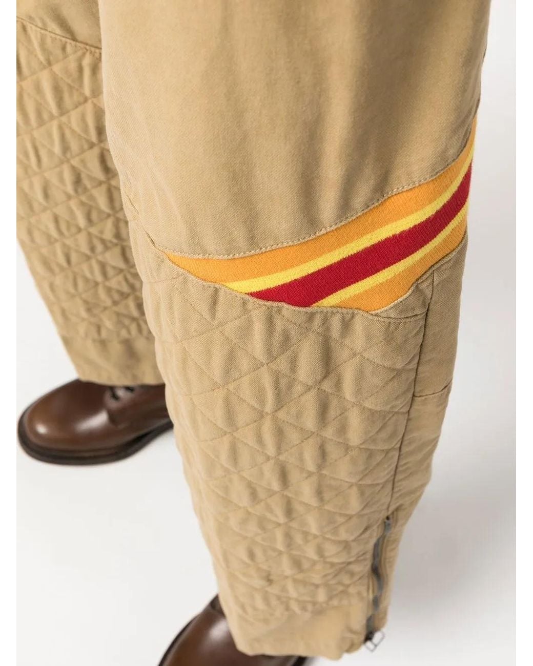 Incotex Natural Diamond-Quilt Straight-Leg Trousers for men